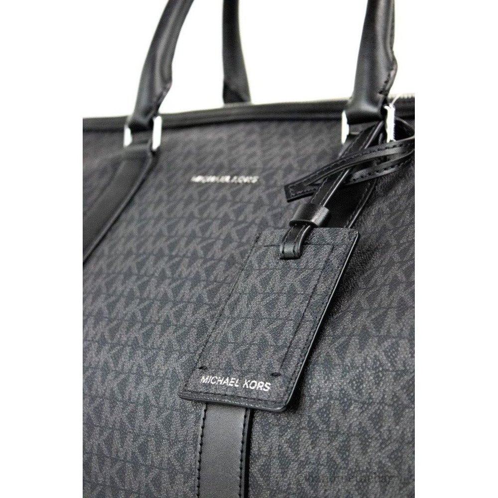 NEW Michael Kors Harrison Black Large Duffle Bag PVC Travel Weekender Luggage - Picture 10 of 12